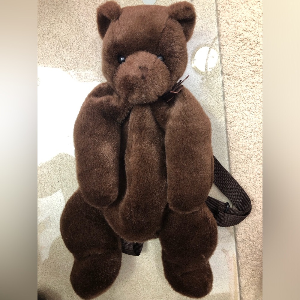 Vintage Mango Teddy Bear Backpack Brown Fuzzy